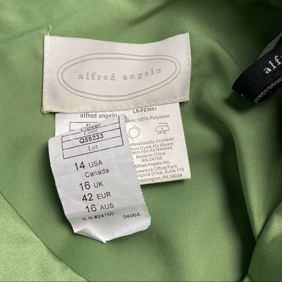Alfred Angelo formal satin dress clover color 2 piece strapless - Picture 10 of 14